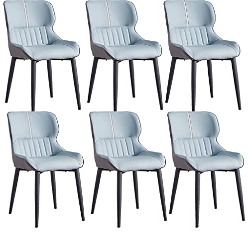 HBSSP PU-Leder Esszimmerstühle 6er-Set Wasserdichter Küchenstuhl Mit Metallbeinen Bürostuhl Wohnzimmer Schlafzimmer Schminkstuhl(Blue) von HBSSP