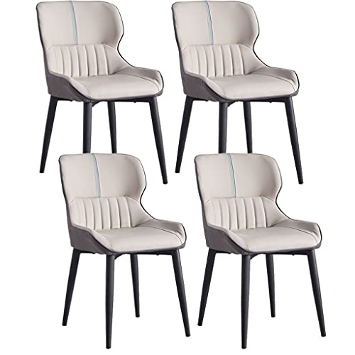 HBSSP PU-Leder Esszimmerstuhl Mit Hoher Rückenlehne 4er-Set Weiche Sitz-Wohnzimmer-Wohnung Moderne Küchen-Lounge-Theken-Stühle(Beige) von HBSSP