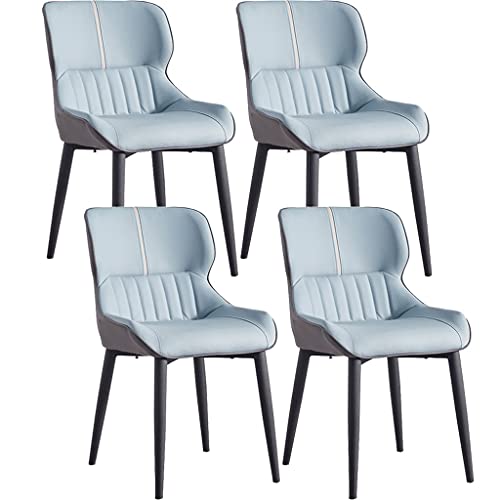 HBSSP PU-Leder Esszimmerstuhl Mit Hoher Rückenlehne 4er-Set Weiche Sitz-Wohnzimmer-Wohnung Moderne Küchen-Lounge-Theken-Stühle(Blue) von HBSSP