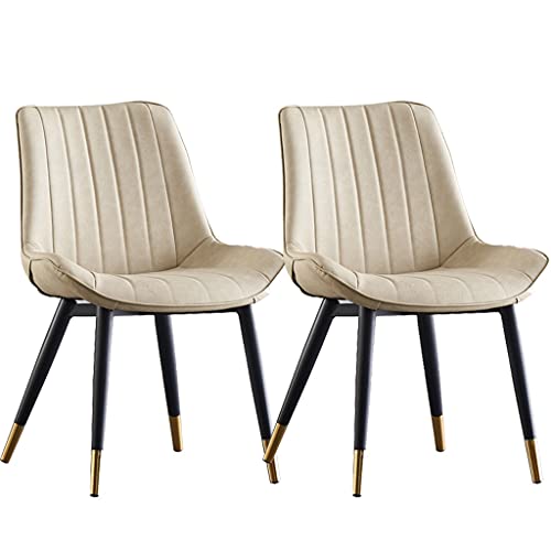 HBSSP PU-Leder Stühle Esszimmerstuhl 2er Set Schwarze Metallbeine für Office Lounge Esszimmer Küche Schlafzimmer(Beige) von HBSSP