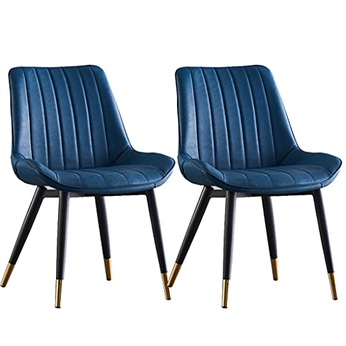 HBSSP PU-Leder Stühle Esszimmerstuhl 2er Set Schwarze Metallbeine für Office Lounge Esszimmer Küche Schlafzimmer(Blue) von HBSSP