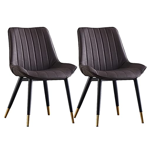 HBSSP PU-Leder Stühle Esszimmerstuhl 2er Set Schwarze Metallbeine für Office Lounge Esszimmer Küche Schlafzimmer(Brown) von HBSSP