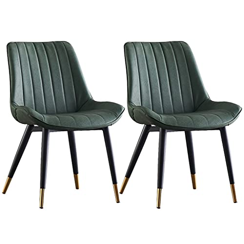 HBSSP PU-Leder Stühle Esszimmerstuhl 2er Set Schwarze Metallbeine für Office Lounge Esszimmer Küche Schlafzimmer(Green) von HBSSP