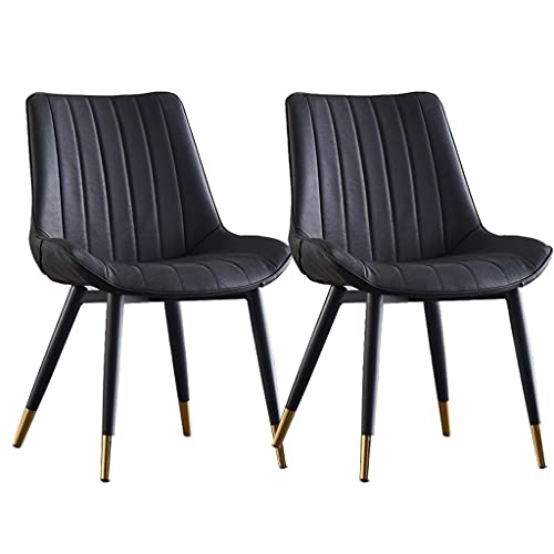 HBSSP PU-Leder Stühle Esszimmerstuhl 2er Set Schwarze Metallbeine für Office Lounge Esszimmer Küche Schlafzimmer(Negro) von HBSSP