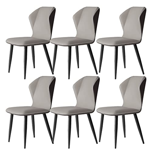 HBSSP PU-Leder-Wohnzimmerstühle 6er-Set Mit Weichem Rückenlehnenkissen Und Stuhlfüßen Kohlenstoffstahl Für Wohnzimmer Schlafzimmer Küche(Light Gray,B) von HBSSP
