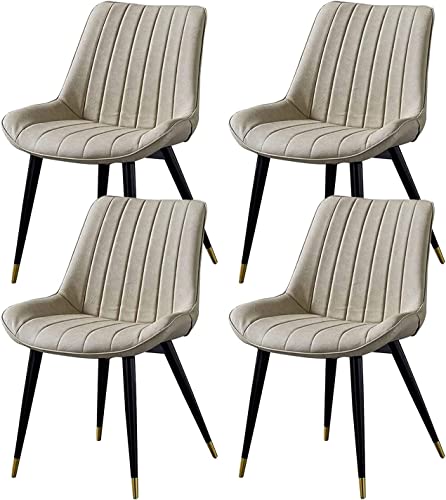HBSSP Pu Lederküchenstühle 4 4, mit Rückenlehne Metallbeinen Esszimmerstühle, Retro Wohnzimmer Schlafzimmer Balkonstuhl 46 × 53 × 83 cm(Beige) von HBSSP