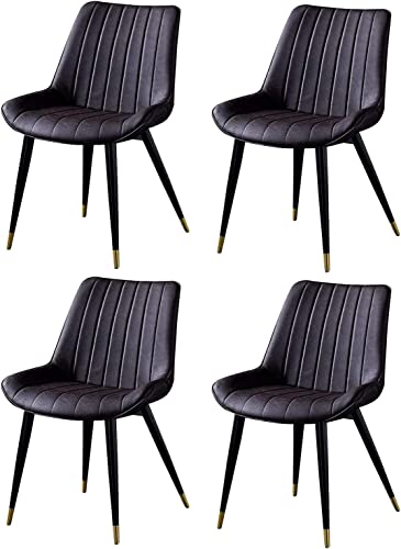 HBSSP Pu Lederküchenstühle 4 4, mit Rückenlehne Metallbeinen Esszimmerstühle, Retro Wohnzimmer Schlafzimmer Balkonstuhl 46 × 53 × 83 cm(Brown) von HBSSP