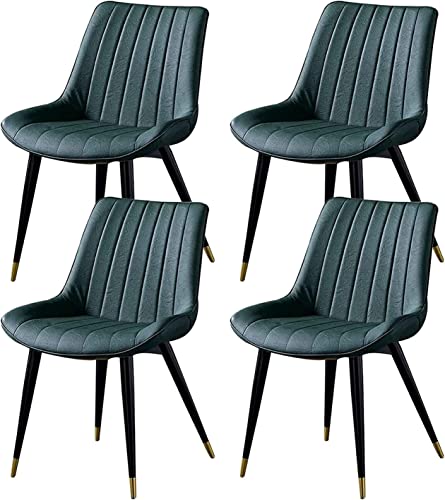 HBSSP Pu Lederküchenstühle 4 4, mit Rückenlehne Metallbeinen Esszimmerstühle, Retro Wohnzimmer Schlafzimmer Balkonstuhl 46 × 53 × 83 cm(Green) von HBSSP