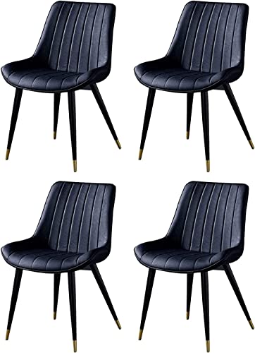 HBSSP Pu Lederküchenstühle 4 4, mit Rückenlehne Metallbeinen Esszimmerstühle, Retro Wohnzimmer Schlafzimmer Balkonstuhl 46 × 53 × 83 cm(Negro) von HBSSP