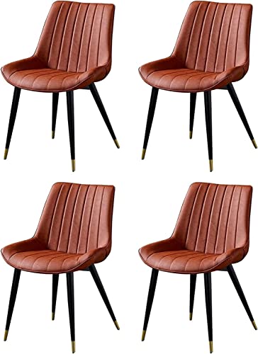 HBSSP Pu Lederküchenstühle 4 4, mit Rückenlehne Metallbeinen Esszimmerstühle, Retro Wohnzimmer Schlafzimmer Balkonstuhl 46 × 53 × 83 cm(Orange) von HBSSP