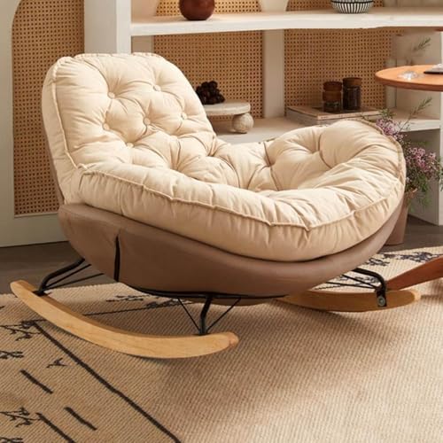 HBSSP Relax-Schaukelstuhl Gepolsterter Übergroßer Schaukelstuhl Große Loungesessel Mit Gepolsterter Sitzfläche for Wohnzimmer Und Schlafzimmer(Brown) von HBSSP