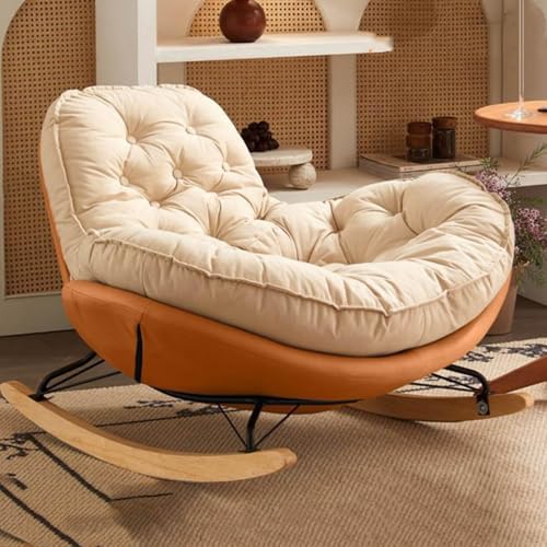 HBSSP Relax-Schaukelstuhl Gepolsterter Übergroßer Schaukelstuhl Große Loungesessel Mit Gepolsterter Sitzfläche for Wohnzimmer Und Schlafzimmer(Orange) von HBSSP
