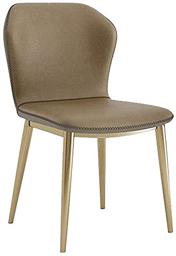 HBSSP Retro Esszimmerstuhl Aus Mattiertem Leder Gepolsterter Sitz Mit Metallbeinen Einfacher Hotel-Restaurant-Freizeitstuhl(Camel Color) von HBSSP