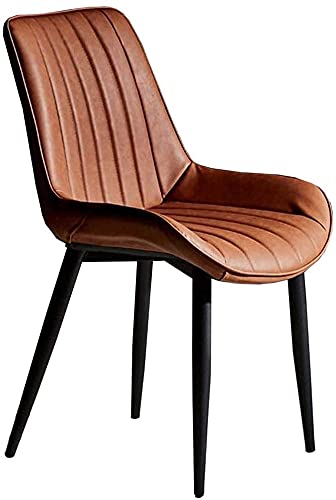 HBSSP Retro PU Leder Esszimmerstuhl Black Metal Legs Wohnzimmer Stühle Leisure Coffee Stuhl(Orange) von HBSSP