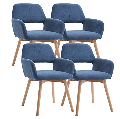 HBSSP Samt Esszimmerstühle 4er Set Moderner Küchenstuhl Gepolsterter Akzent Freizeitsessel Mit Massivholzbeinen Design Der Hohlen Rückenlehne(Dark Blue) von HBSSP