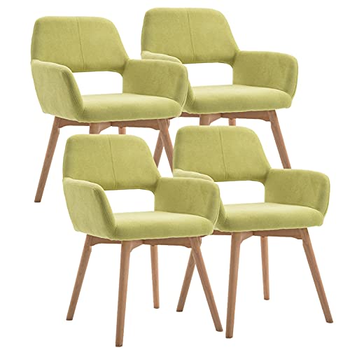 HBSSP Samt Esszimmerstühle 4er Set Moderner Küchenstuhl Gepolsterter Akzent Freizeitsessel Mit Massivholzbeinen Design Der Hohlen Rückenlehne(Grass Green) von HBSSP