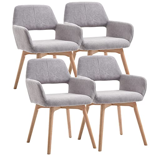 HBSSP Samt Esszimmerstühle 4er Set Moderner Küchenstuhl Gepolsterter Akzent Freizeitsessel Mit Massivholzbeinen Design Der Hohlen Rückenlehne(Grey) von HBSSP