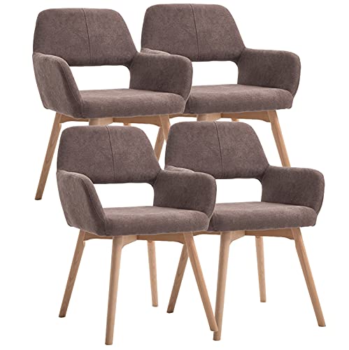 HBSSP Samt Esszimmerstühle 4er Set Moderner Küchenstuhl Gepolsterter Akzent Freizeitsessel Mit Massivholzbeinen Design Der Hohlen Rückenlehne(Light Coffee Color) von HBSSP