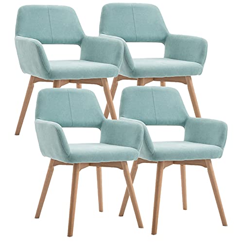 HBSSP Samt Esszimmerstühle 4er Set Moderner Küchenstuhl Gepolsterter Akzent Freizeitsessel Mit Massivholzbeinen Design Der Hohlen Rückenlehne(Light Green) von HBSSP
