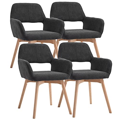 HBSSP Samt Esszimmerstühle 4er Set Moderner Küchenstuhl Gepolsterter Akzent Freizeitsessel Mit Massivholzbeinen Design Der Hohlen Rückenlehne(Negro) von HBSSP