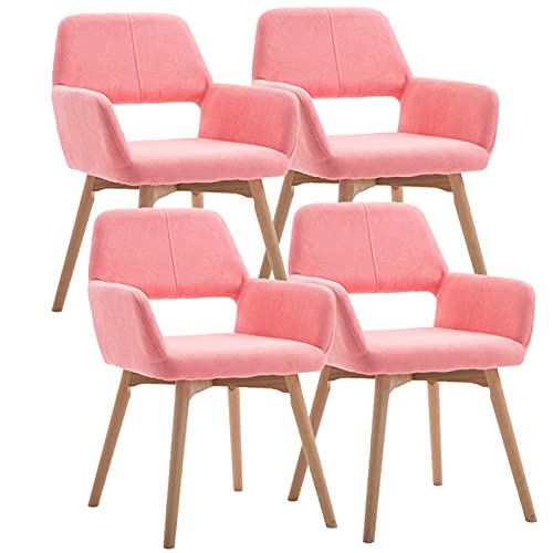 HBSSP Samt Esszimmerstühle 4er Set Moderner Küchenstuhl Gepolsterter Akzent Freizeitsessel Mit Massivholzbeinen Design Der Hohlen Rückenlehne(Pink) von HBSSP