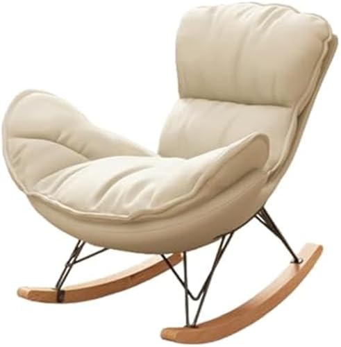 HBSSP Schaukelstuhl Außenbereich Gepolsterter Schaukelstuhl Mit Kissen Übergroße Schaukelstühle Terrasse for Balkon, Veranda, Garten, Wohnzimmer(Beige) von HBSSP