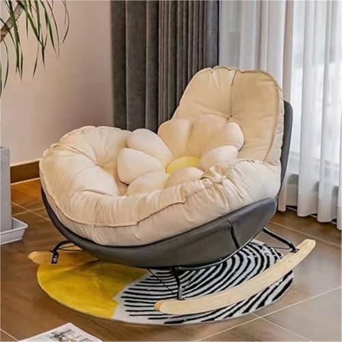 HBSSP Schaukelstuhl Außenbereich Moderner Loungesessel Gepolsterter Schaukelstuhl Mit Kissen Außenbereich for Veranda, Wohnzimmer, Terrasse, Garten, Hof(Gray) von HBSSP