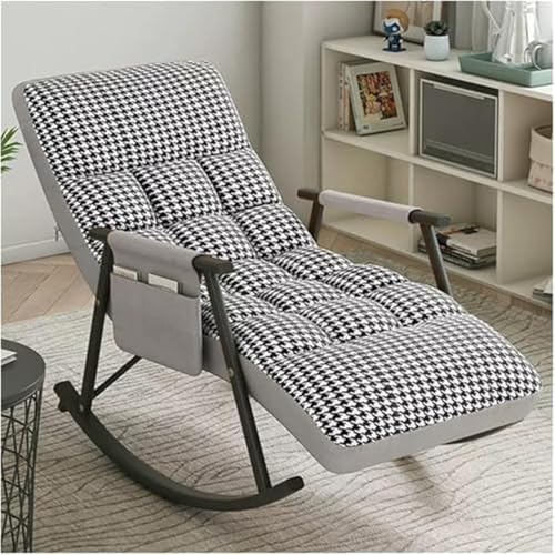 HBSSP Schaukelstuhl Freizeit Wohnzimmer Schaukelstuhl Liegestuhl Moderner Sessel Lounge Bequemer Beistellstuhl Mit Hoher Rückenlehne(A) von HBSSP