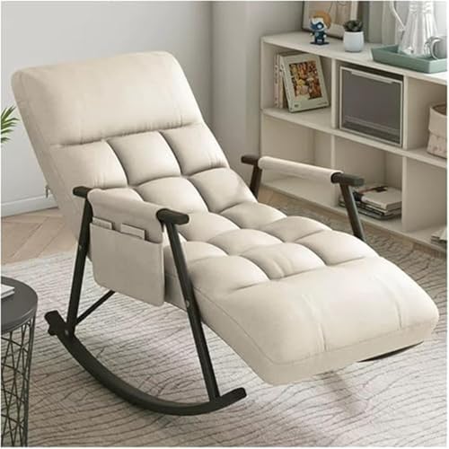 HBSSP Schaukelstuhl Freizeit Wohnzimmer Schaukelstuhl Liegestuhl Moderner Sessel Lounge Bequemer Beistellstuhl Mit Hoher Rückenlehne(Beige) von HBSSP