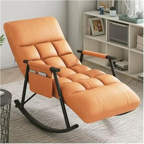 HBSSP Schaukelstuhl Freizeit Wohnzimmer Schaukelstuhl Liegestuhl Moderner Sessel Lounge Bequemer Beistellstuhl Mit Hoher Rückenlehne(Orange) von HBSSP