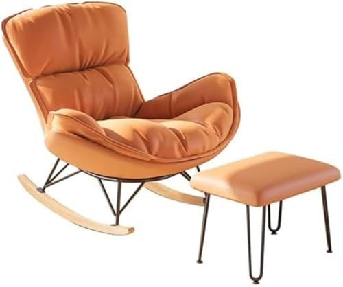 HBSSP Schaukelstuhl Innenbereich mit Fußstütze Mid-Century Modern Gepolsterter Schaukelstuhl for Wohnzimmer, Schlafzimmer(Orange) von HBSSP