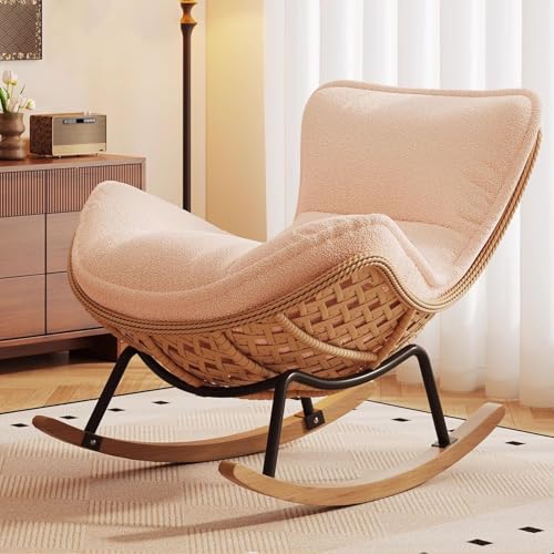 HBSSP Schaukelstuhl Webstoff Wohnzimmer Leseliege Samt for Schlafzimmer, Balkon, Terrasse, Sonnenliege von HBSSP