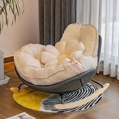 HBSSP Schaukelstuhl Wohnzimmer Gepolsterter Bequemer Sessel Leinenstoff for Wohnzimmer, Schlafzimmer, Freizeitsofa, Liege(Gray) von HBSSP