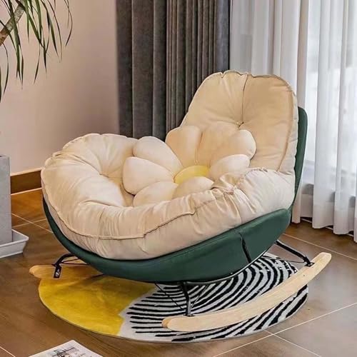 HBSSP Schaukelstuhl Wohnzimmer Gepolsterter Bequemer Sessel Leinenstoff for Wohnzimmer, Schlafzimmer, Freizeitsofa, Liege(Green) von HBSSP