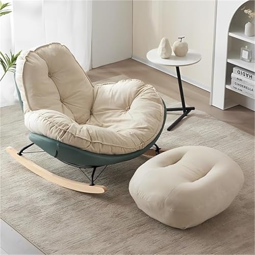 HBSSP Schaukelstuhl Wohnzimmer Polsterstuhl mit Weicher Fußstütze Dickes Bequemes Übergroßes Gepolstertes Kissen for Terrasse Innen- Und Außenbereich Veranda Garten Und Das Schlafzimmer(Green) von HBSSP
