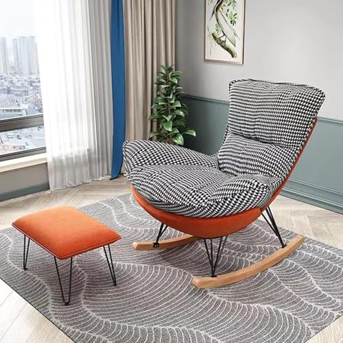 HBSSP Schaukelstuhl Zuhause Wohnzimmer Schlafzimmer Gleitstuhl Mit Fußhocker,Lazy Sofa for Erwachsene, Kann Zurückgelehnt Werden, Bequem(A) von HBSSP