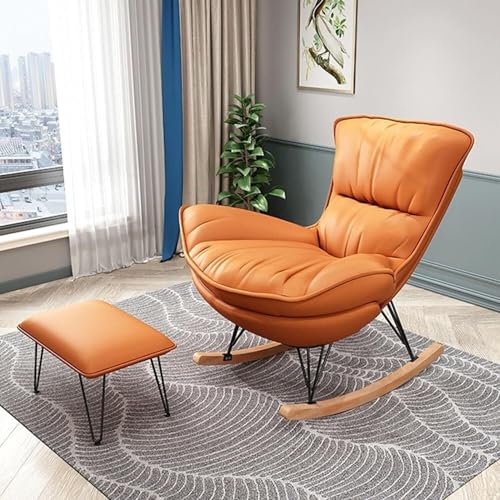 HBSSP Schaukelstuhl Zuhause Wohnzimmer Schlafzimmer Gleitstuhl Mit Fußhocker,Lazy Sofa for Erwachsene, Kann Zurückgelehnt Werden, Bequem(B) von HBSSP