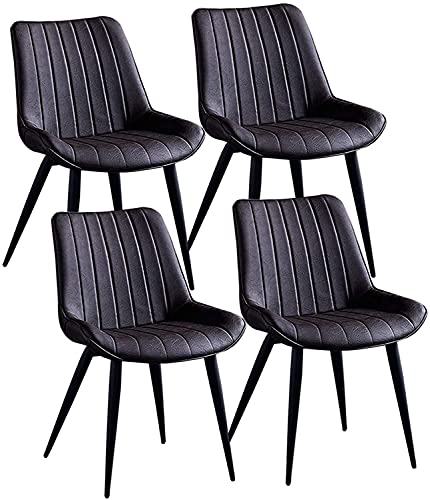 HBSSP Set Mit 4 Modernen Esszimmerstühlen Robuste Metallbeine Bürostuhl Aus Kunstleder Gepolsterte Softsessel Esszimmer Wohnzimmer Home Office Stühle(Brown) von HBSSP