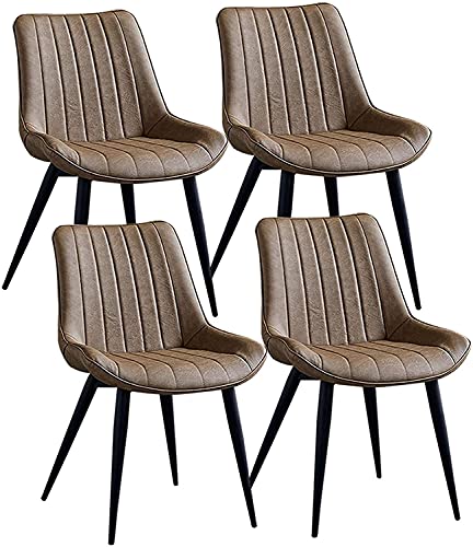 HBSSP Set Mit 4 Modernen Esszimmerstühlen Robuste Metallbeine Bürostuhl Aus Kunstleder Gepolsterte Softsessel Esszimmer Wohnzimmer Home Office Stühle(Camel) von HBSSP