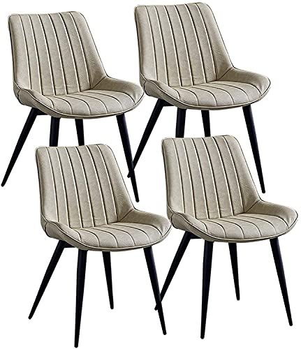 HBSSP Set Mit 4 Modernen Esszimmerstühlen Robuste Metallbeine Bürostuhl Aus Kunstleder Gepolsterte Softsessel Esszimmer Wohnzimmer Home Office Stühle(Creamy-White) von HBSSP