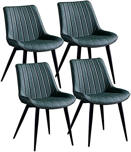 HBSSP Set Mit 4 Modernen Esszimmerstühlen Robuste Metallbeine Bürostuhl Aus Kunstleder Gepolsterte Softsessel Esszimmer Wohnzimmer Home Office Stühle(Green) von HBSSP