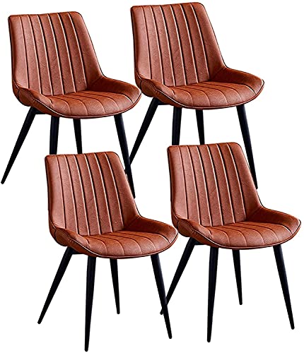 HBSSP Set Mit 4 Modernen Esszimmerstühlen Robuste Metallbeine Bürostuhl Aus Kunstleder Gepolsterte Softsessel Esszimmer Wohnzimmer Home Office Stühle(Orange) von HBSSP