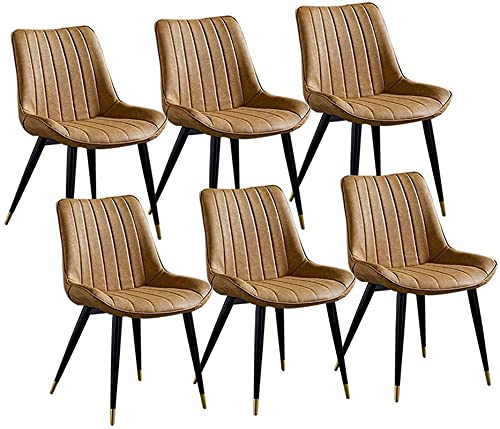 HBSSP Set Mit 6 Loungesesseln PU-Ledersesseln Mit Schwarzen Metallbeinen Für Office Lounge Dining Kitchen Schlafzimmer(Yellow) von HBSSP