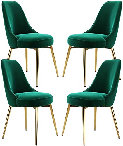 HBSSP Set mit 4 Küchenstühlen Samt Gepolsterte Sitzlehne Akzentstuhl Aus Metallbeinen für Wohnzimmer Wohnzimmer Lounge Cafe Restaurant Bistro(Green) von HBSSP