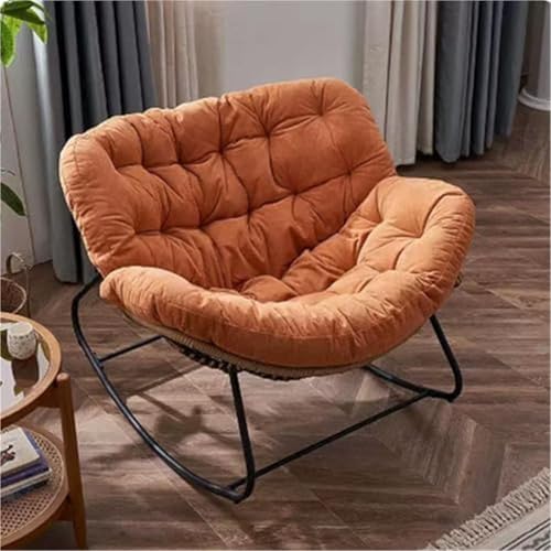 HBSSP Übergroße Schaukelstühle Terrasse Im Freien Mit Gepolstertem Kissen Rattan-Schaukelstuhl for Veranda, Garten, Terrasse, Hinterhof(Orange) von HBSSP