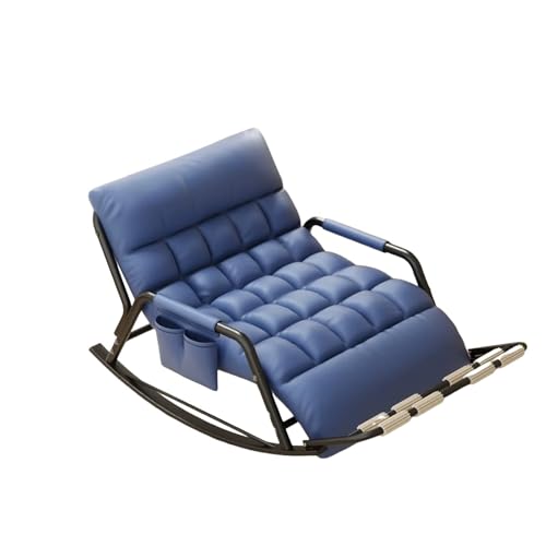 HBSSP Übergroßer Schaukelstuhl Wohnzimmer Mit Fünffach Verstellbarer Rückenlehne/Beinstütze for Balkone, Veranden Und Terrassen(Blue,Black Tube) von HBSSP