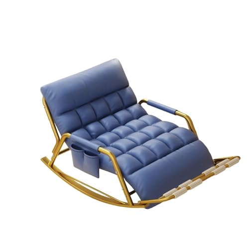 HBSSP Übergroßer Schaukelstuhl Wohnzimmer Mit Fünffach Verstellbarer Rückenlehne/Beinstütze for Balkone, Veranden Und Terrassen(Blue,Gold Tube) von HBSSP