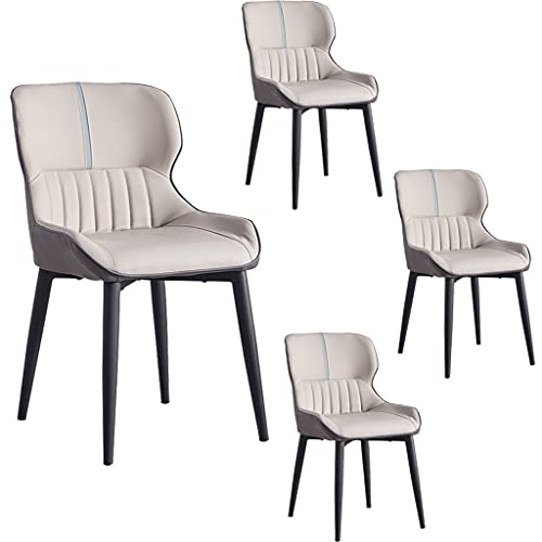 HBSSP Wohnzimmer 4er Set Moderne Küche Apartment Lounge Counter Stühle Leder Hohe Rückenlehne Gepolsterter Weicher Sitz Esszimmerstuhl(Beige) von HBSSP