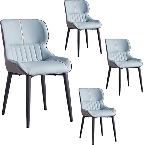 HBSSP Wohnzimmer 4er Set Moderne Küche Apartment Lounge Counter Stühle Leder Hohe Rückenlehne Gepolsterter Weicher Sitz Esszimmerstuhl(Blue) von HBSSP