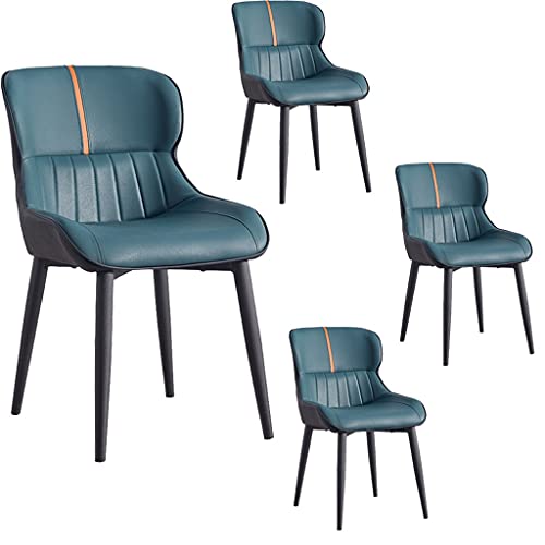HBSSP Wohnzimmer 4er Set Moderne Küche Apartment Lounge Counter Stühle Leder Hohe Rückenlehne Gepolsterter Weicher Sitz Esszimmerstuhl(Green) von HBSSP